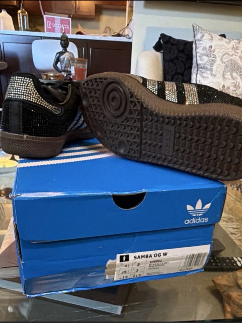 adidas Samba OG W Black with Silver Crystal Stripes - Picture 4 of 4